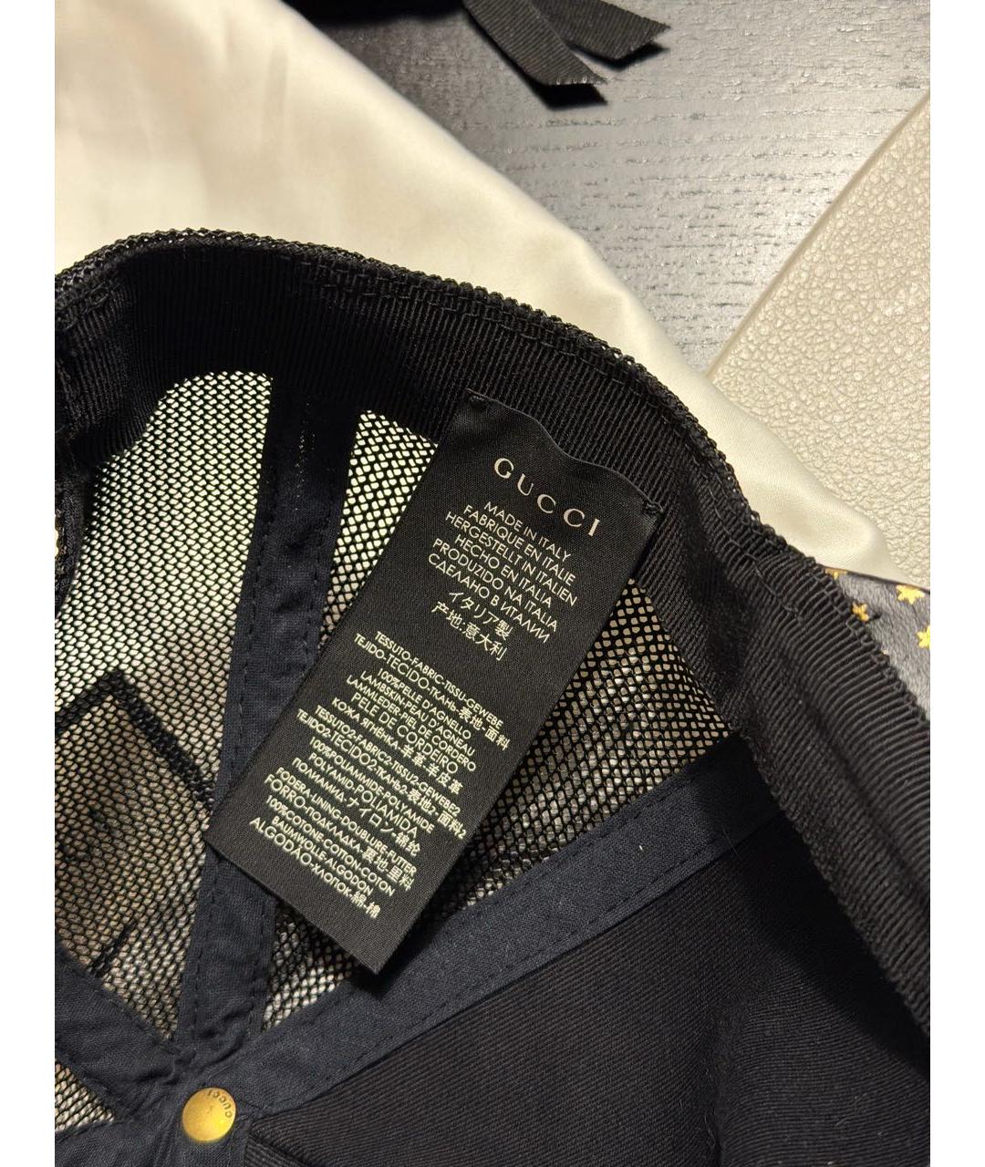 GUCCI Черная кожаная кепка, фото 3