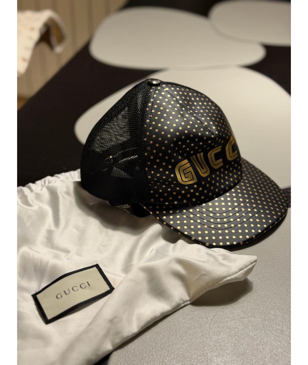 GUCCI Черная кожаная кепка, фото 5