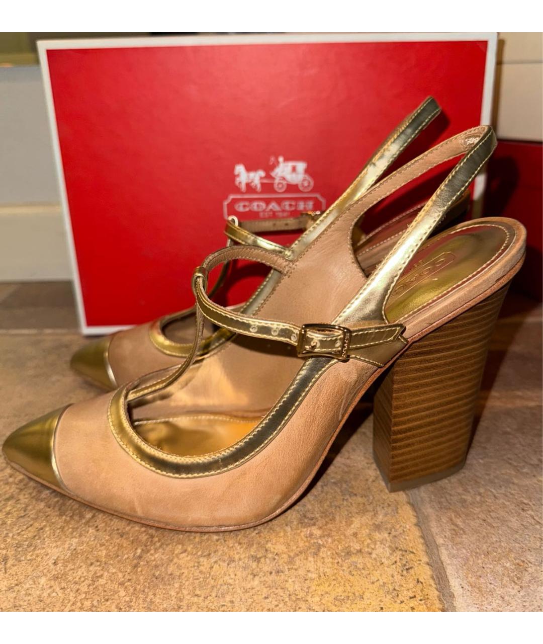 COACH Бежевые кожаные туфли, фото 9