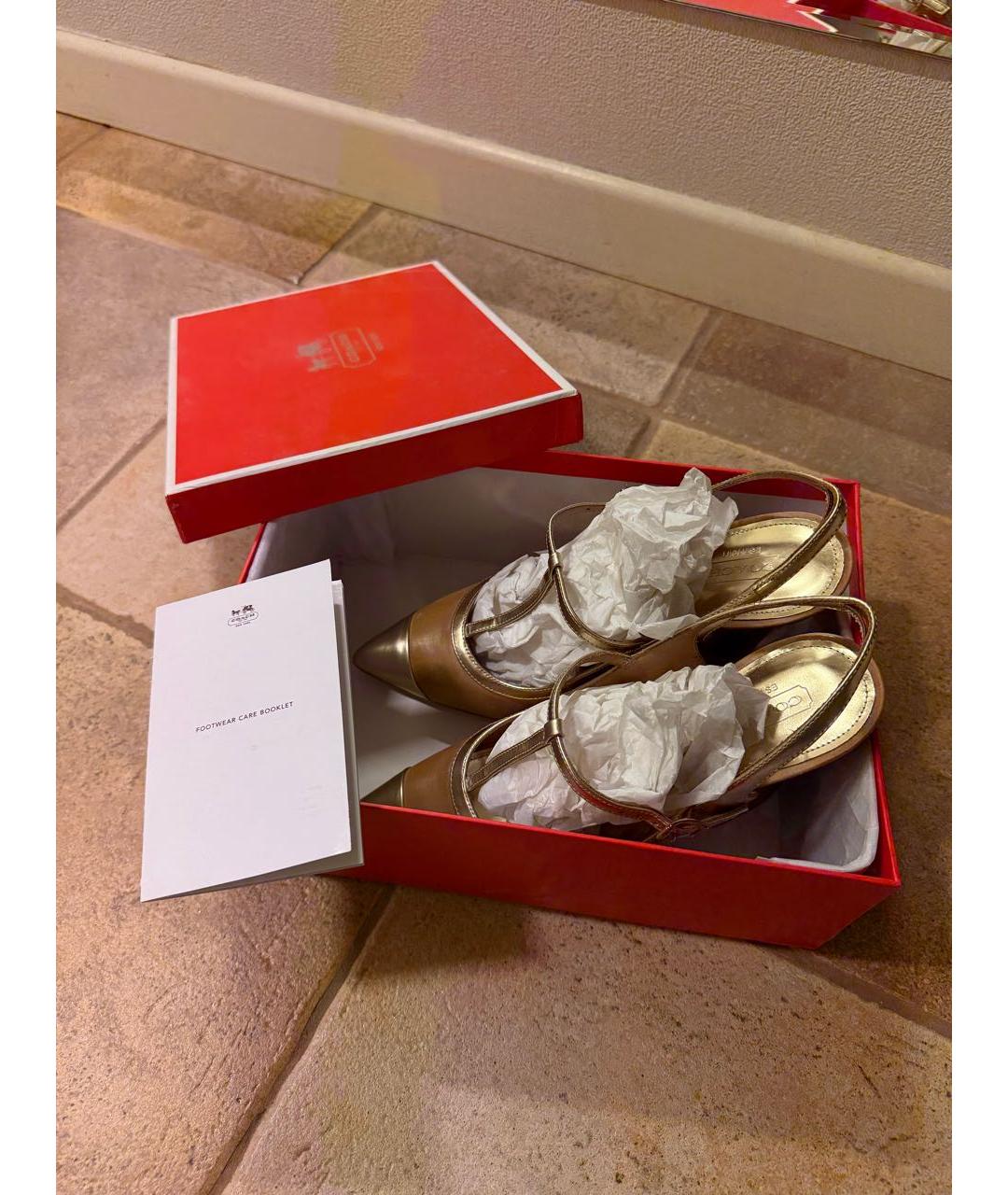 COACH Бежевые кожаные туфли, фото 7