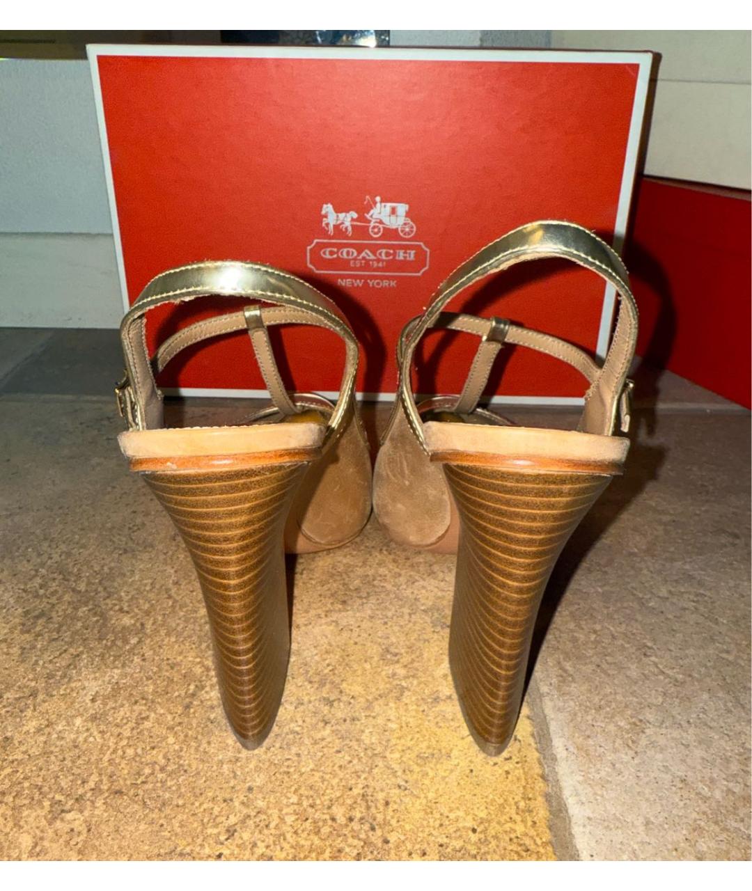 COACH Бежевые кожаные туфли, фото 5