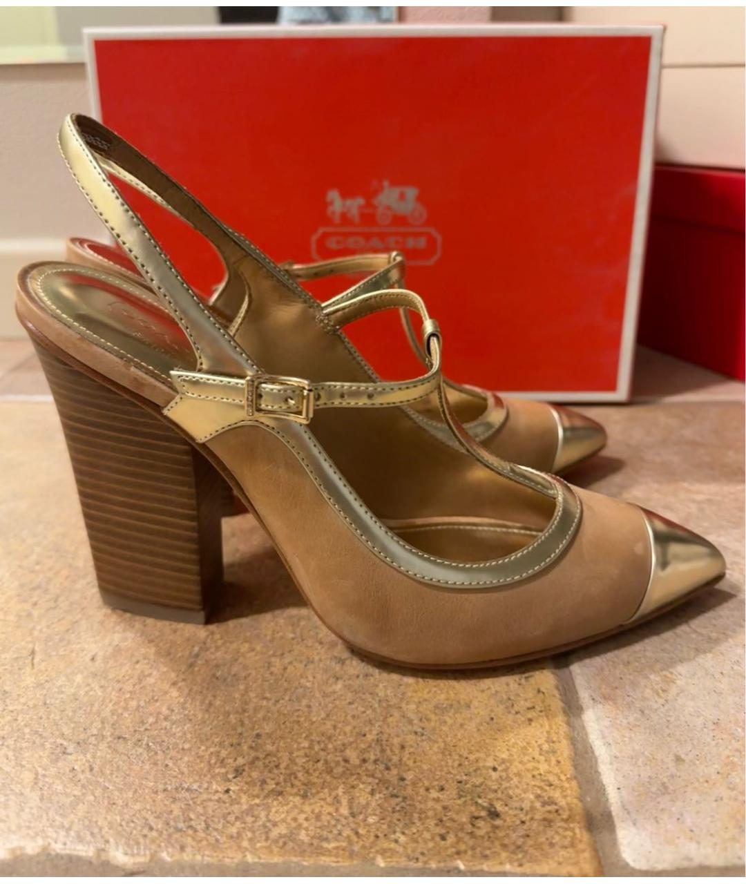 COACH Бежевые кожаные туфли, фото 6