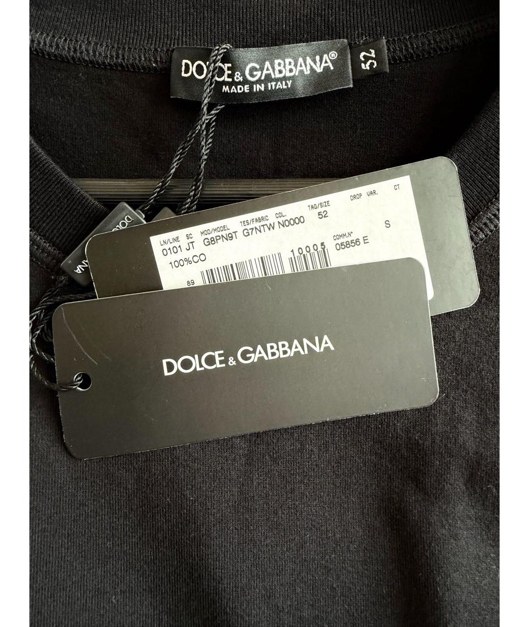 DOLCE&GABBANA Черная хлопковая футболка, фото 3