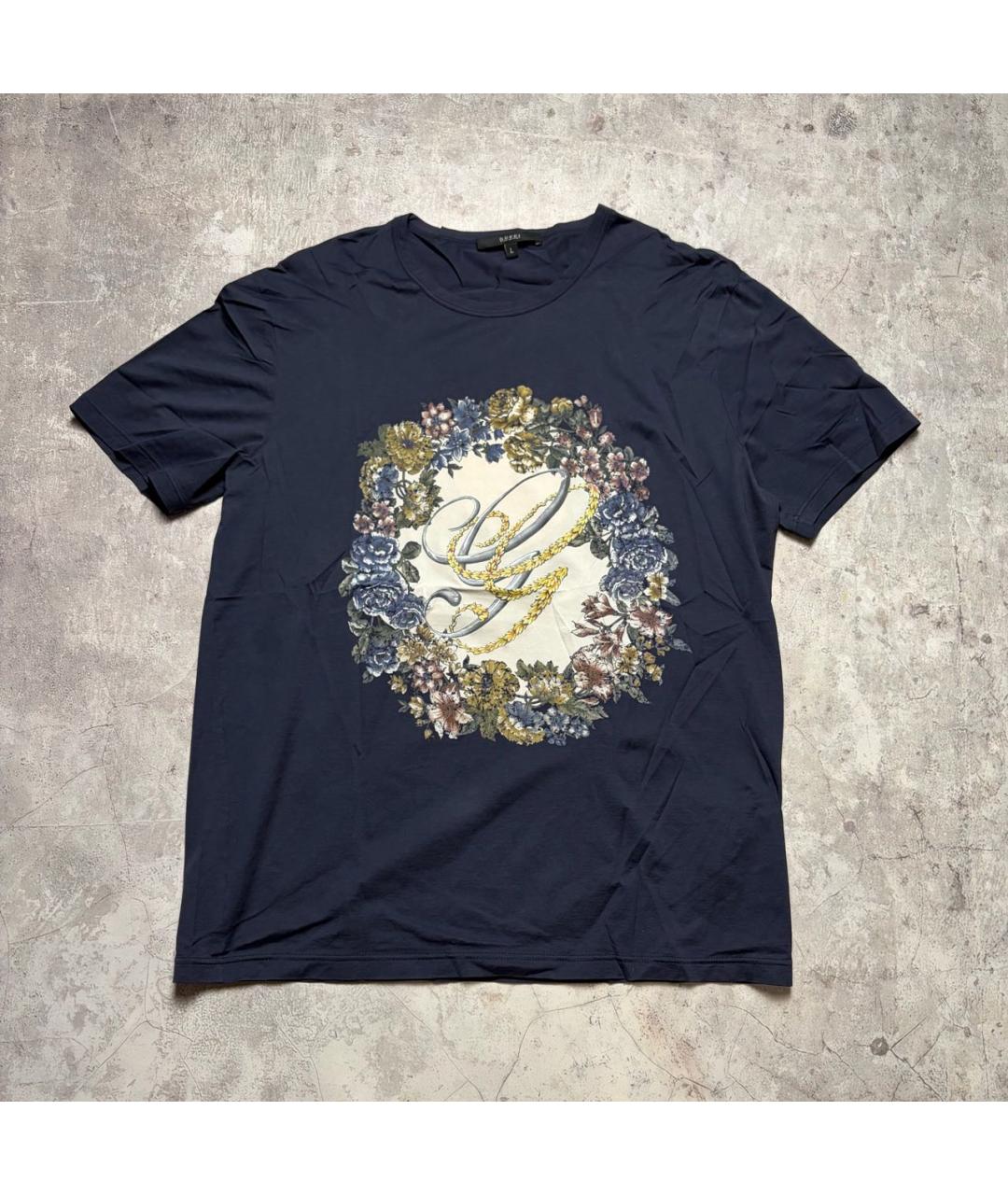 GUCCI Темно-синяя хлопковая футболка, фото 6