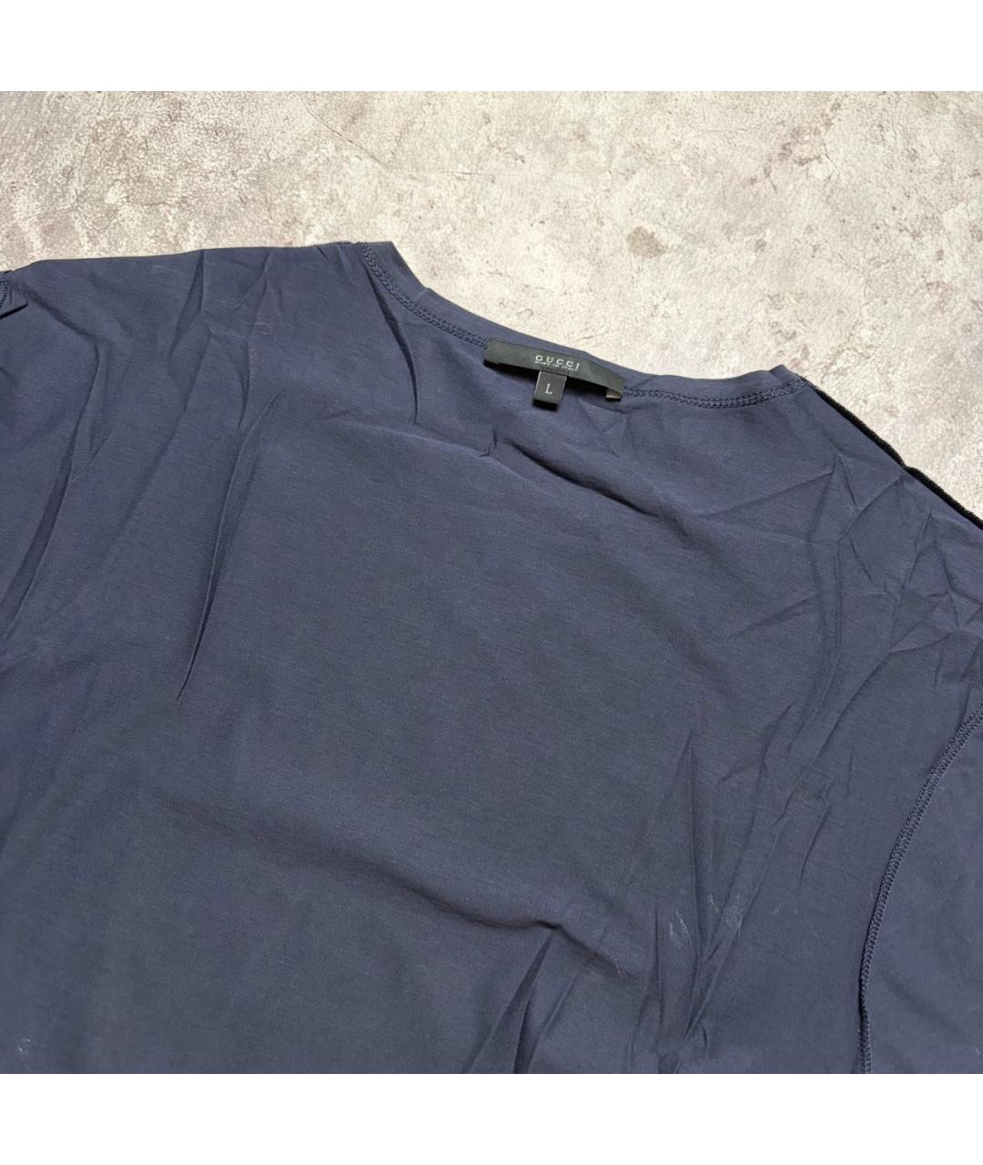 GUCCI Темно-синяя хлопковая футболка, фото 3