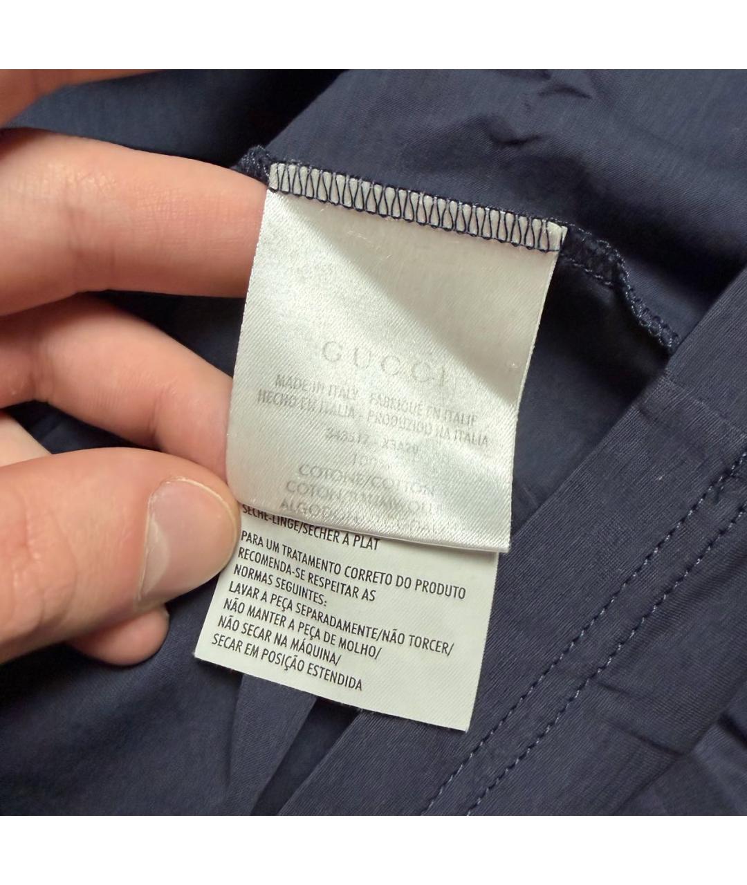 GUCCI Темно-синяя хлопковая футболка, фото 5