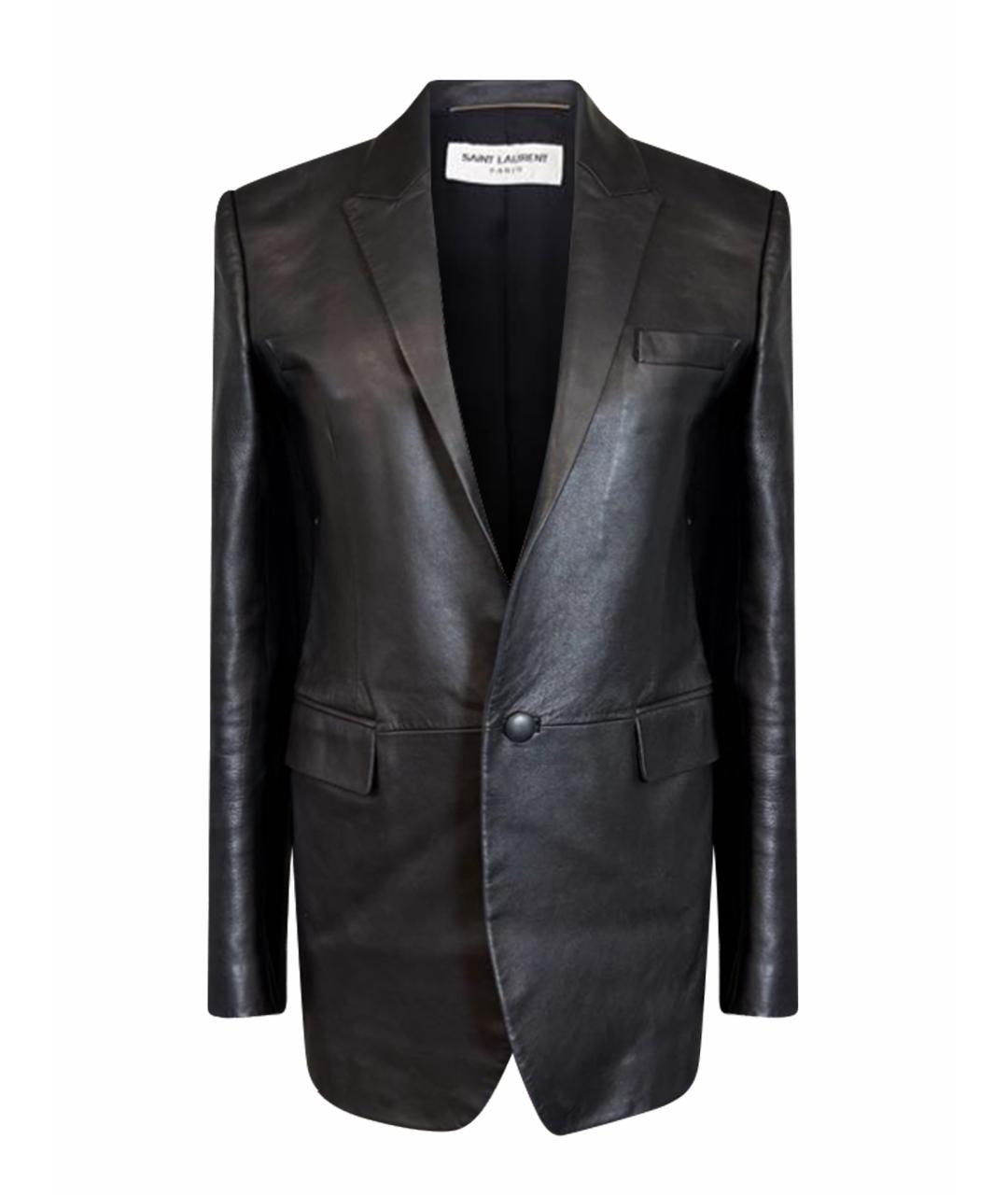 SAINT LAURENT Черный кожаный жакет/пиджак, фото 1