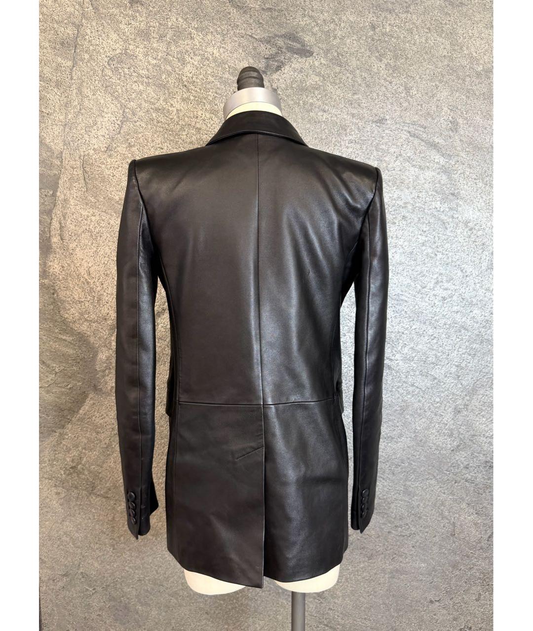 SAINT LAURENT Черный кожаный жакет/пиджак, фото 2