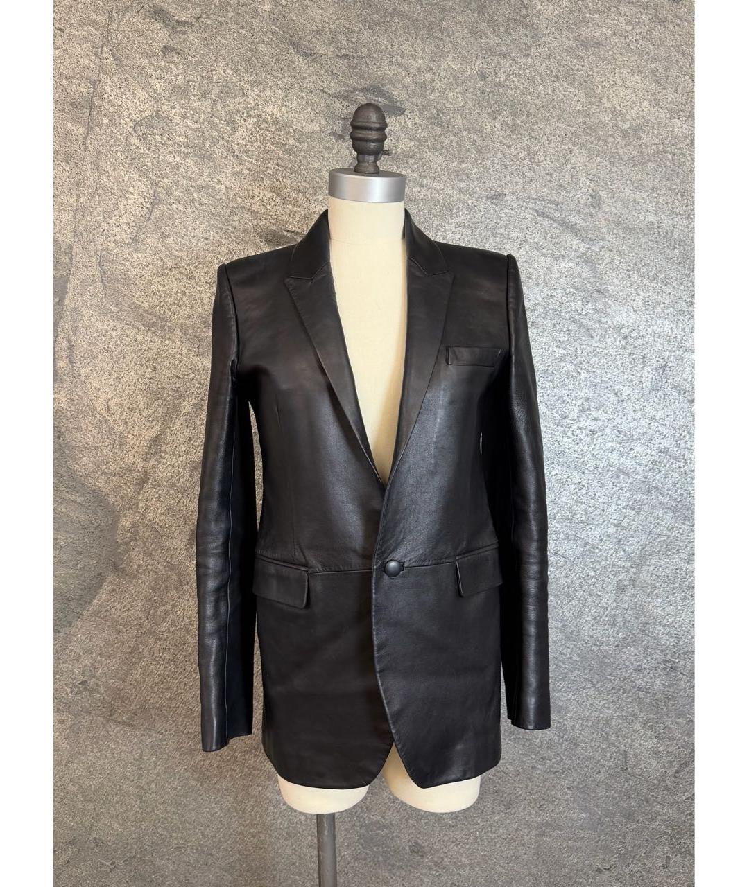 SAINT LAURENT Черный кожаный жакет/пиджак, фото 6