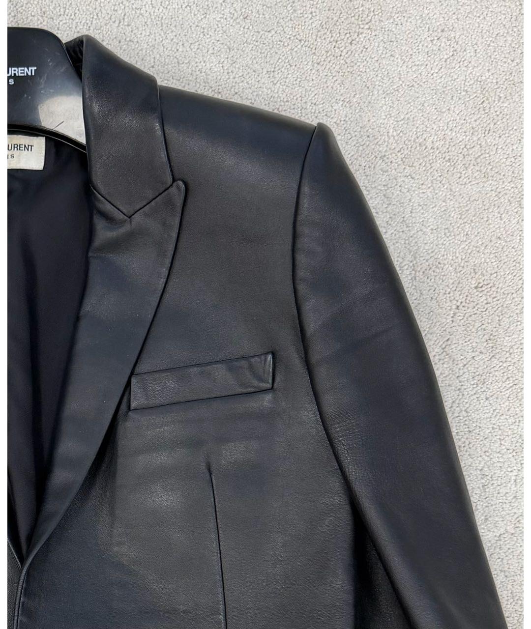 SAINT LAURENT Черный кожаный жакет/пиджак, фото 4