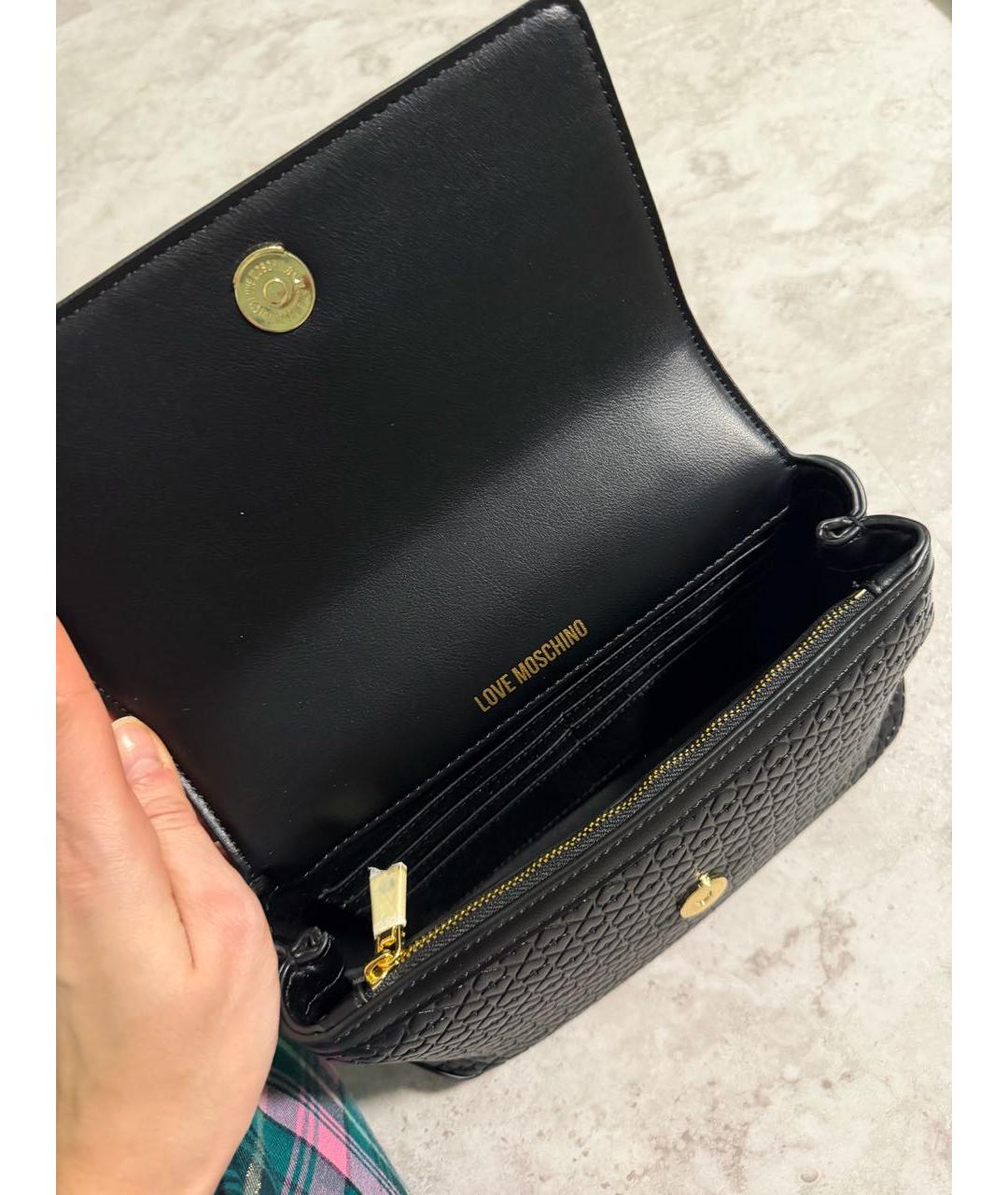 LOVE MOSCHINO Черная сумка через плечо из искусственной кожи, фото 4