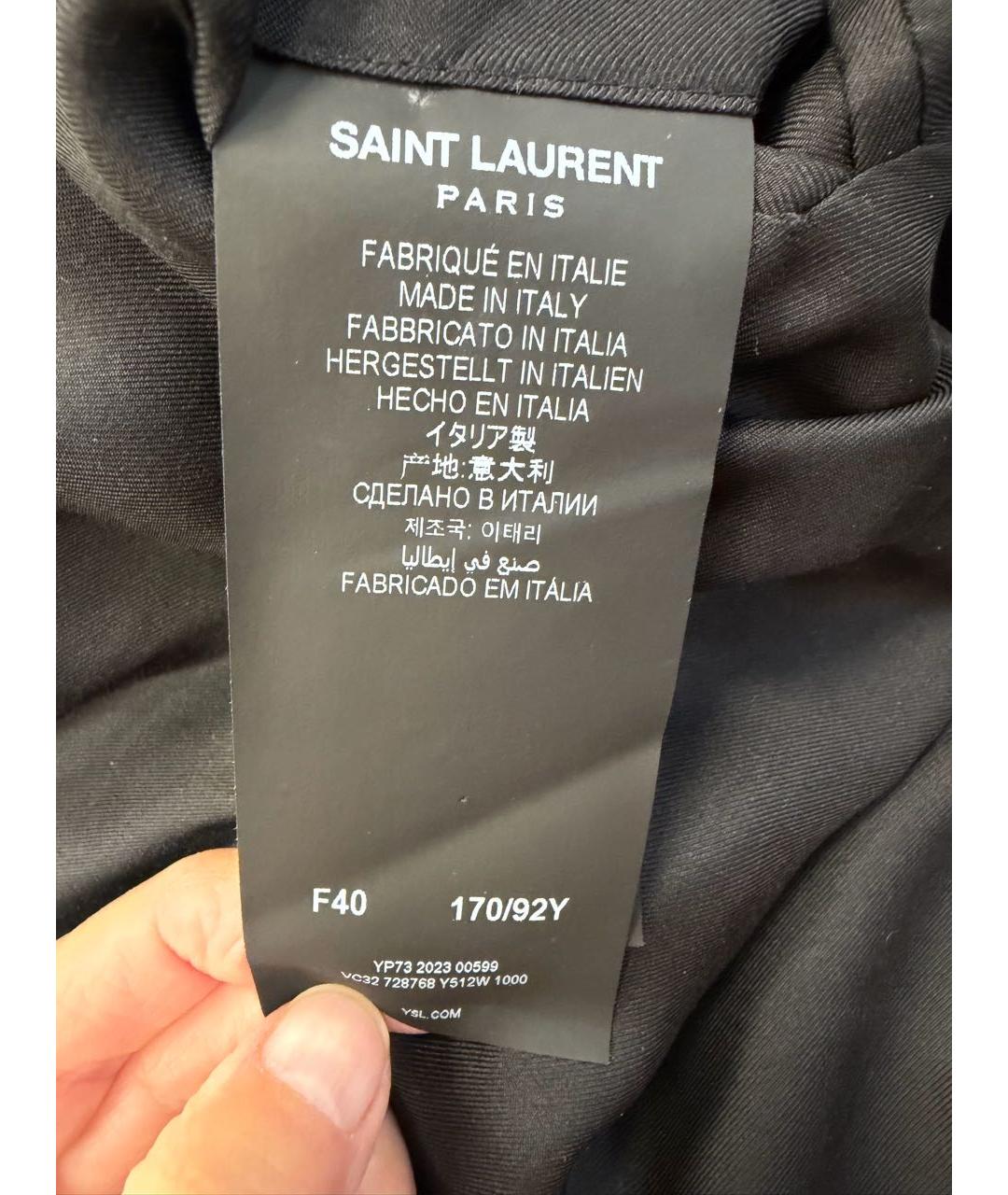 SAINT LAURENT Черный шерстяной жакет/пиджак, фото 8