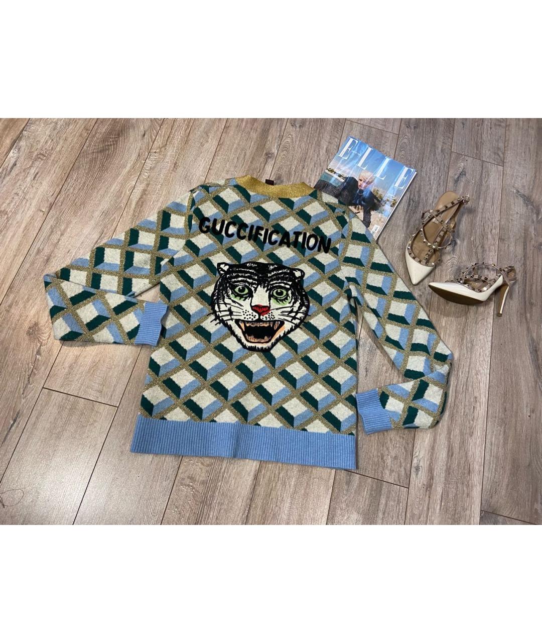 GUCCI Голубой шерстяной кардиган, фото 3