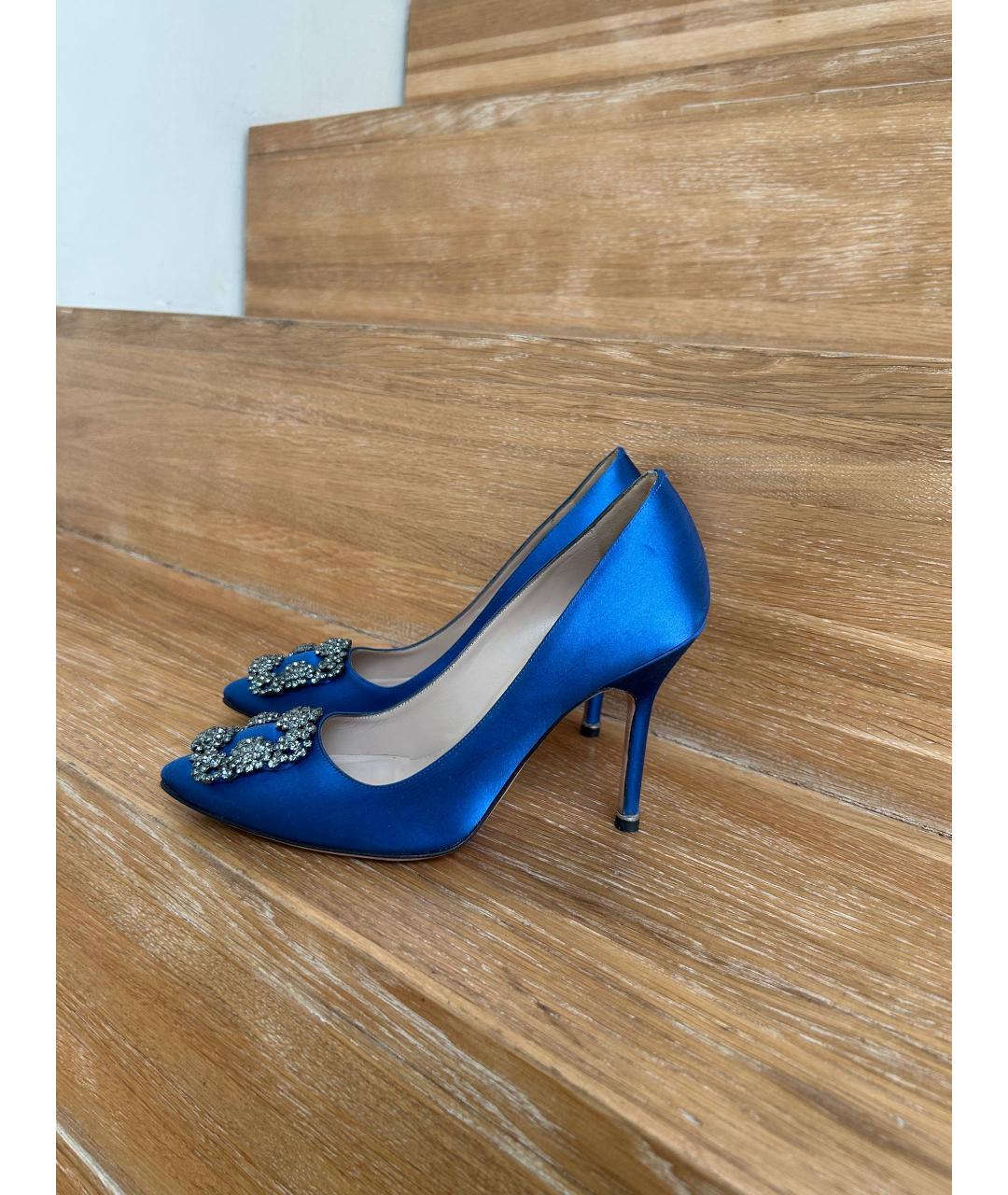 MANOLO BLAHNIK Синие текстильные туфли, фото 5