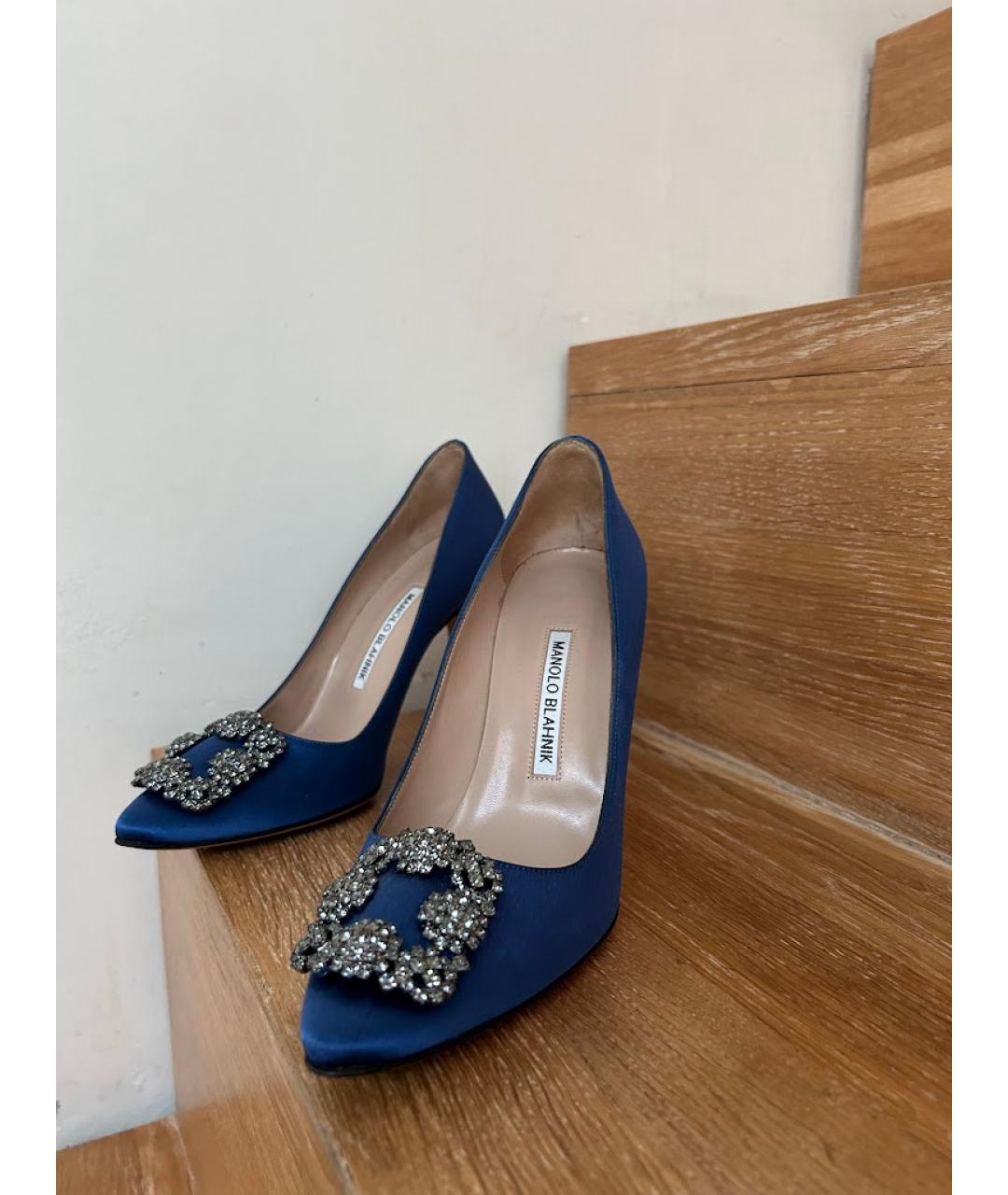 MANOLO BLAHNIK Синие текстильные туфли, фото 2