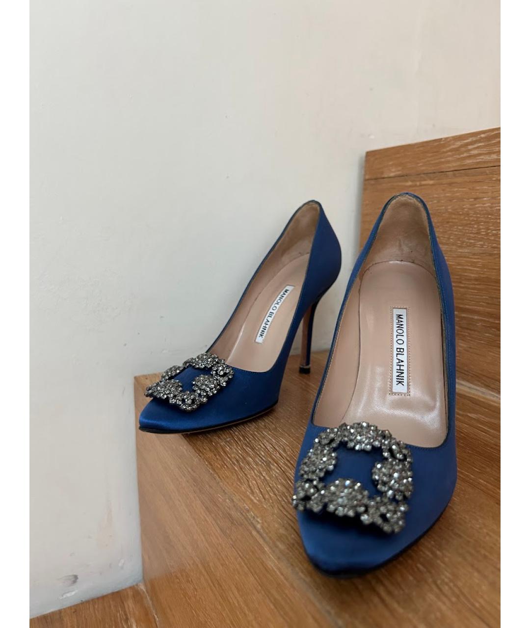 MANOLO BLAHNIK Синие текстильные туфли, фото 4