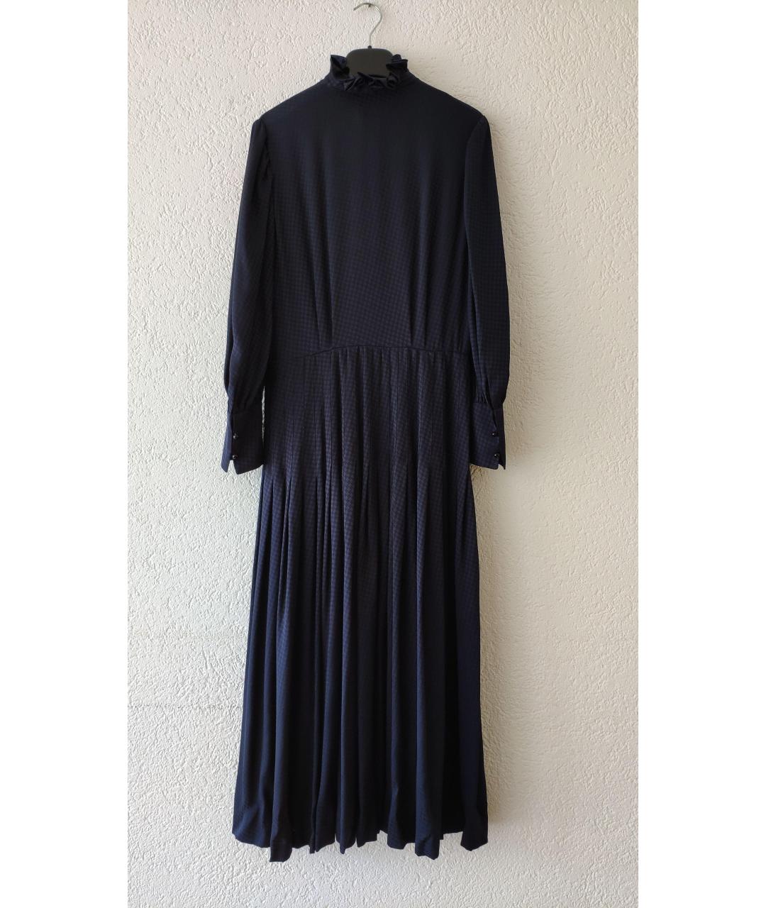 SAINT LAURENT Синее шелковое платье, фото 3