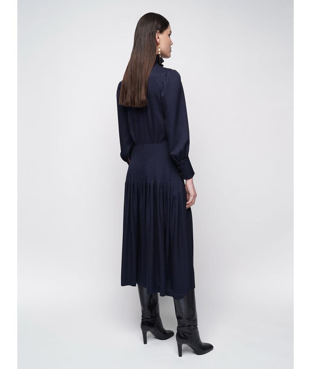 SAINT LAURENT Синее шелковое платье, фото 6