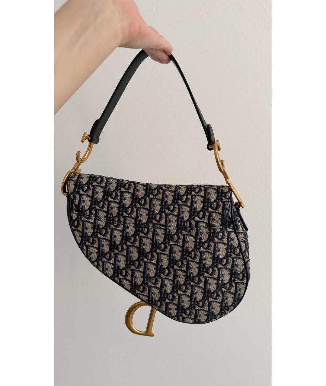 CHRISTIAN DIOR Синяя кожаная сумка с короткими ручками, фото 2