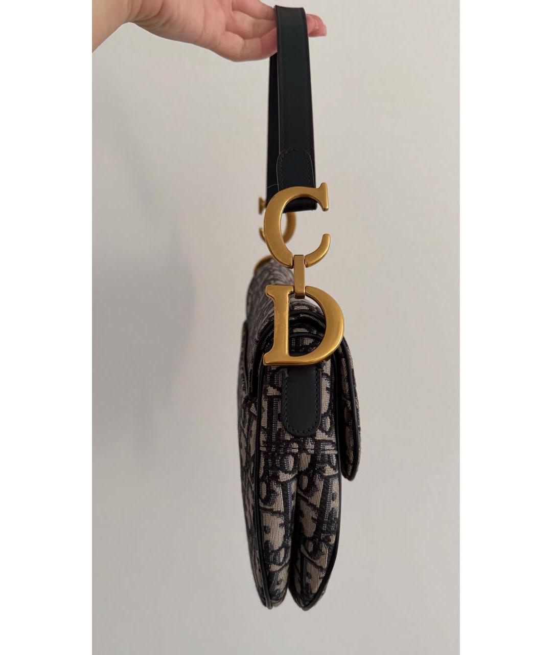 CHRISTIAN DIOR Синяя кожаная сумка с короткими ручками, фото 3