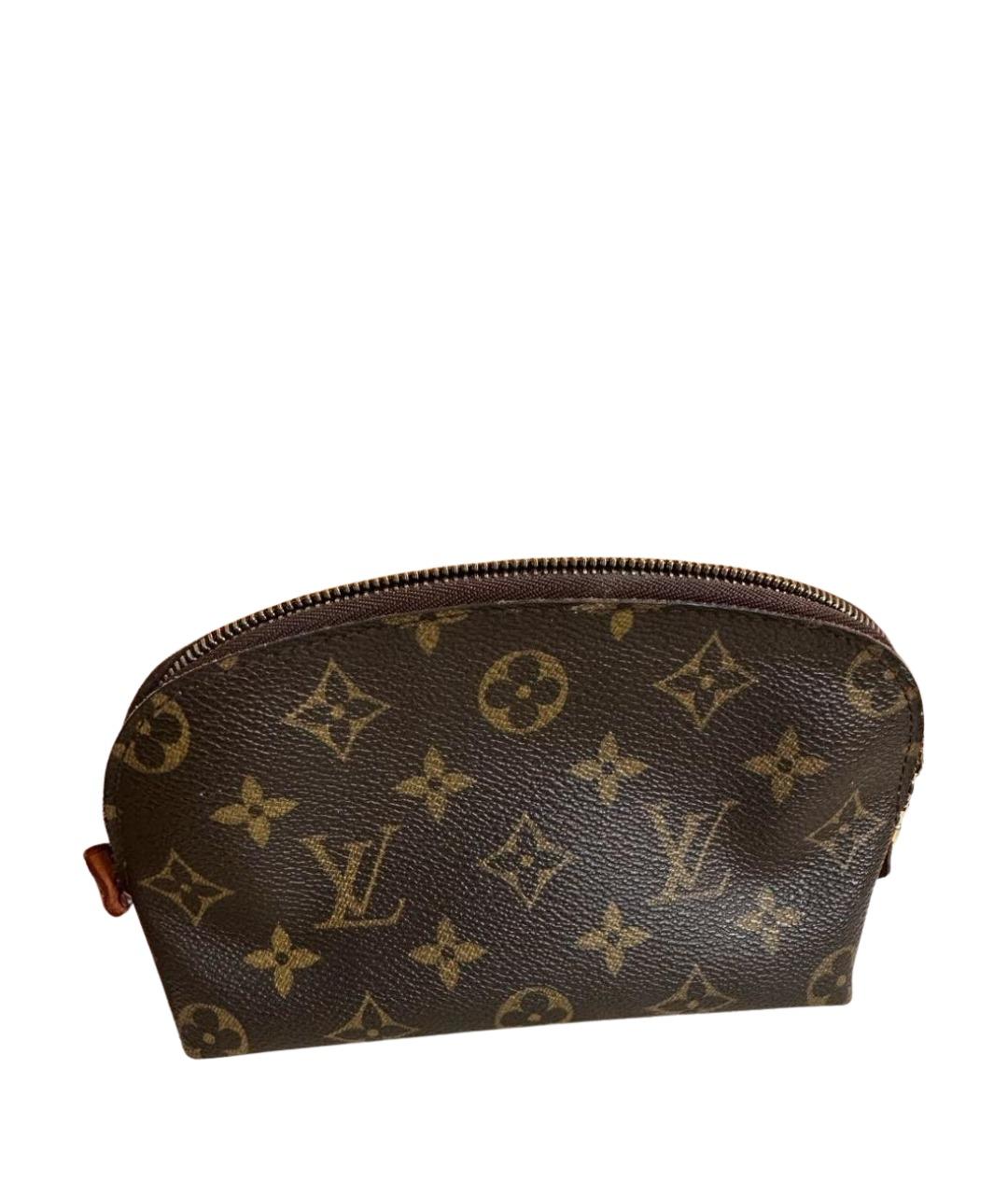 LOUIS VUITTON Коричневая кожаная косметичка, фото 1