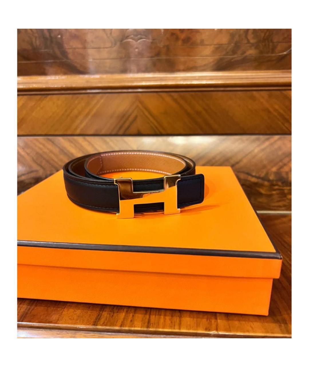 HERMES Черный кожаный ремень, фото 5