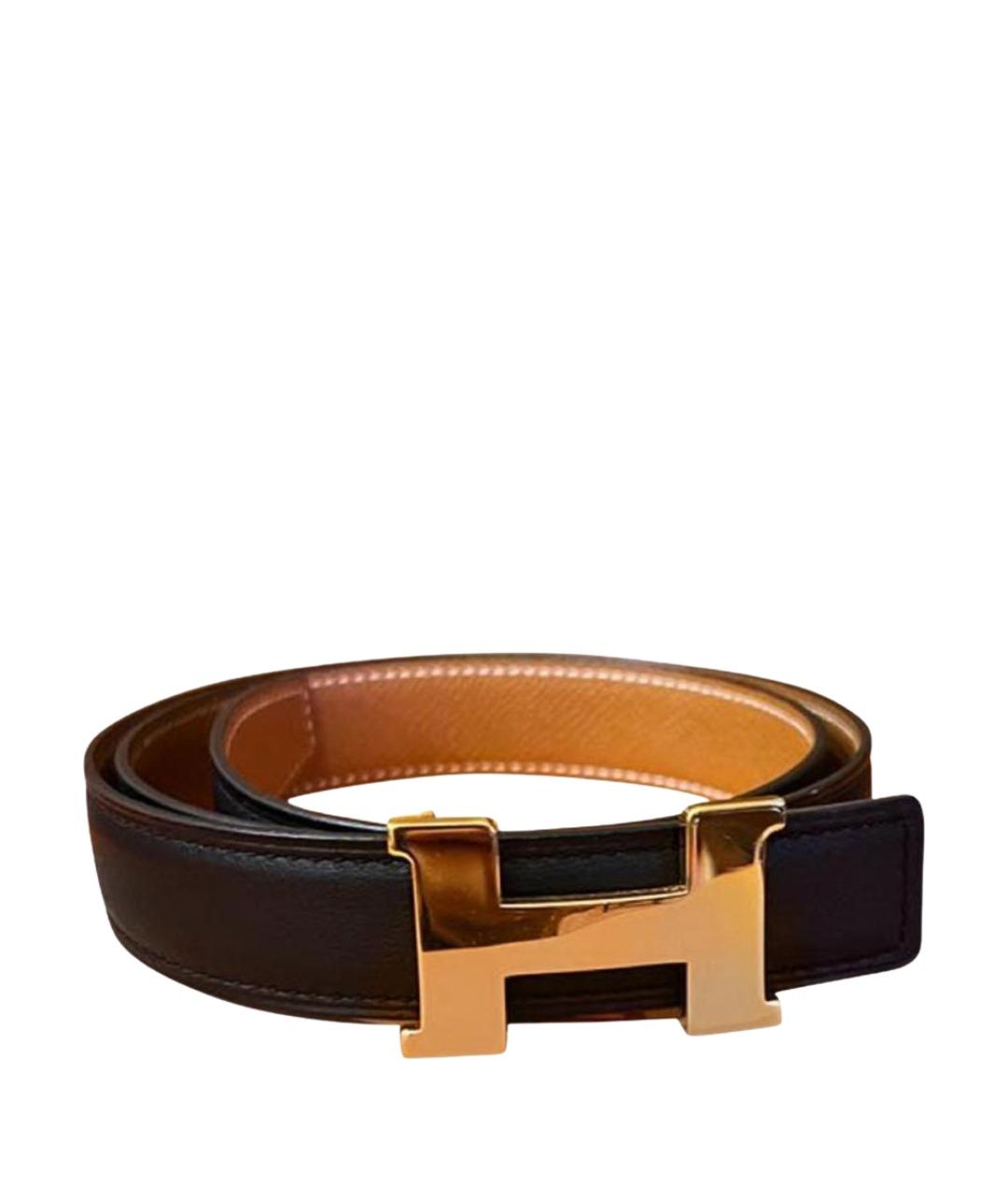 HERMES Черный кожаный ремень, фото 1