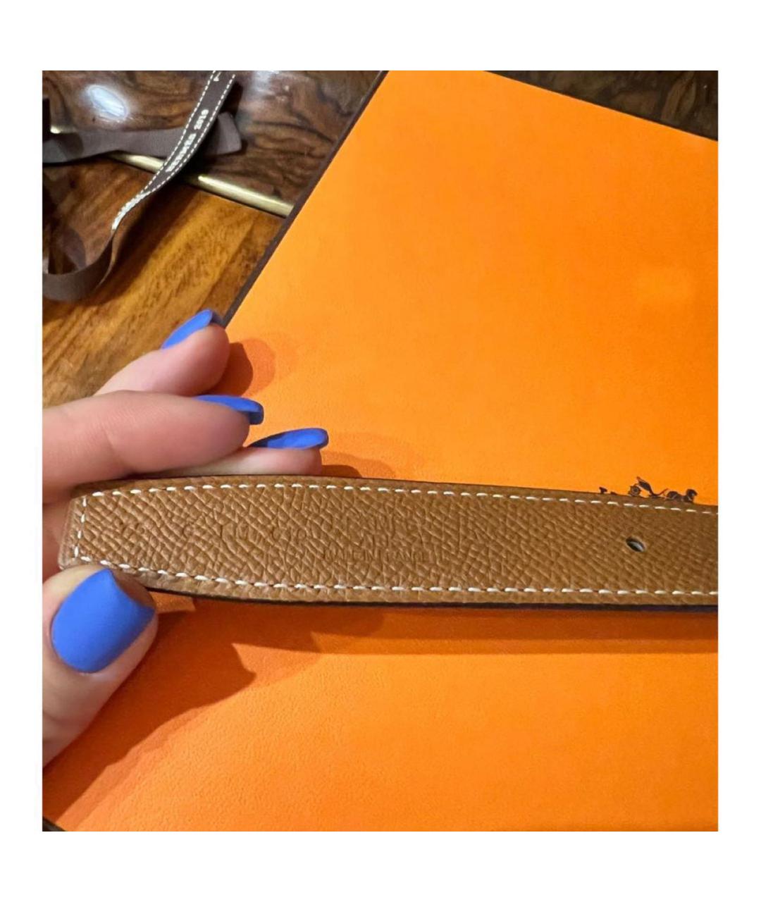 HERMES Черный кожаный ремень, фото 3