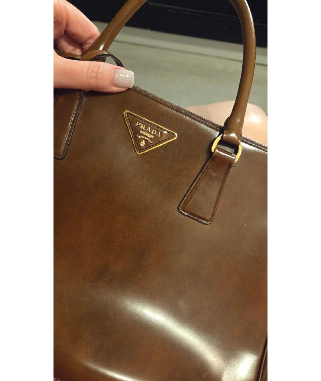 PRADA Коричневая кожаная сумка тоут, фото 8