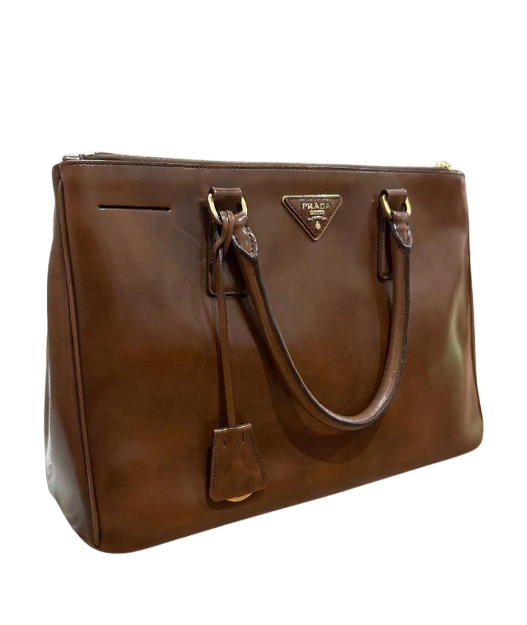 PRADA Коричневая кожаная сумка тоут, фото 1