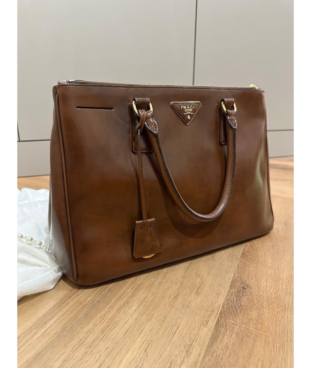 PRADA Коричневая кожаная сумка тоут, фото 10
