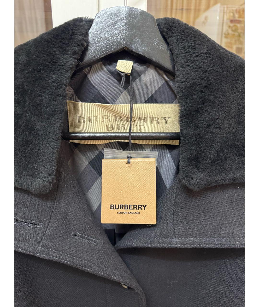 BURBERRY Черное шерстяное пальто, фото 3