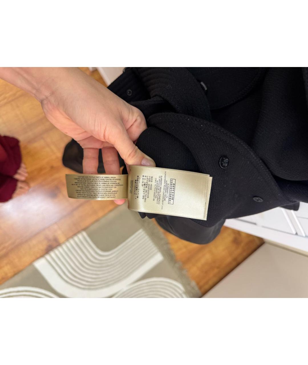 BURBERRY Черное шерстяное пальто, фото 8