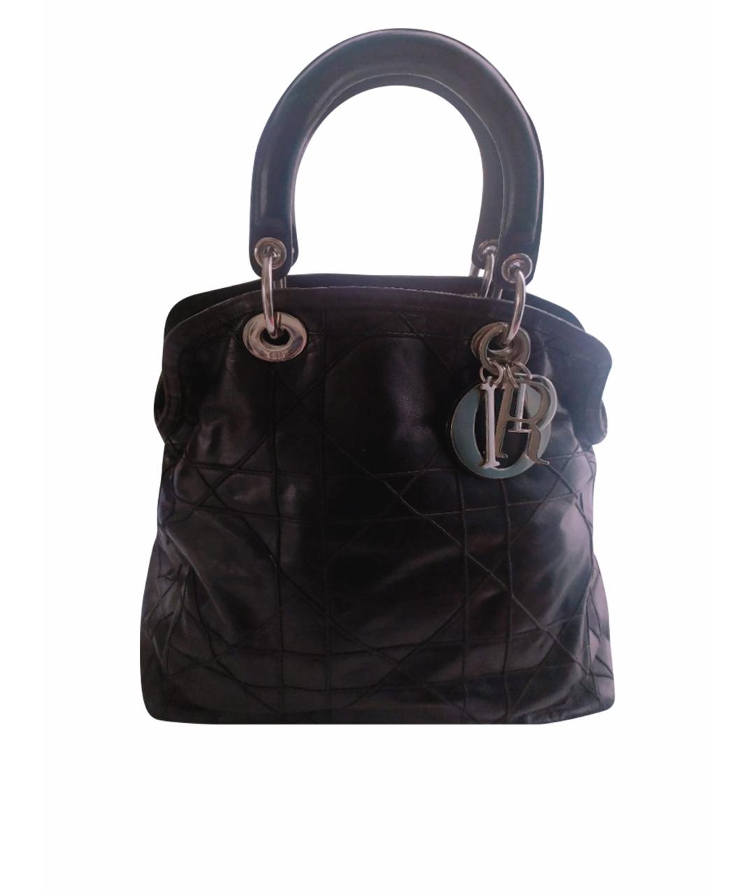 CHRISTIAN DIOR Черная кожаная сумка с короткими ручками, фото 1