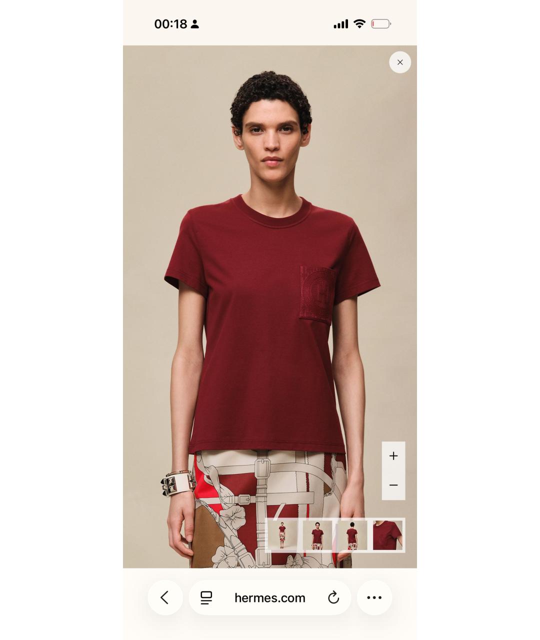 HERMES Бордовая хлопковая футболка, фото 3