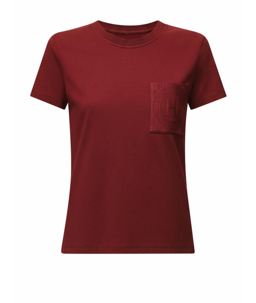 HERMES Бордовая хлопковая футболка, фото 1