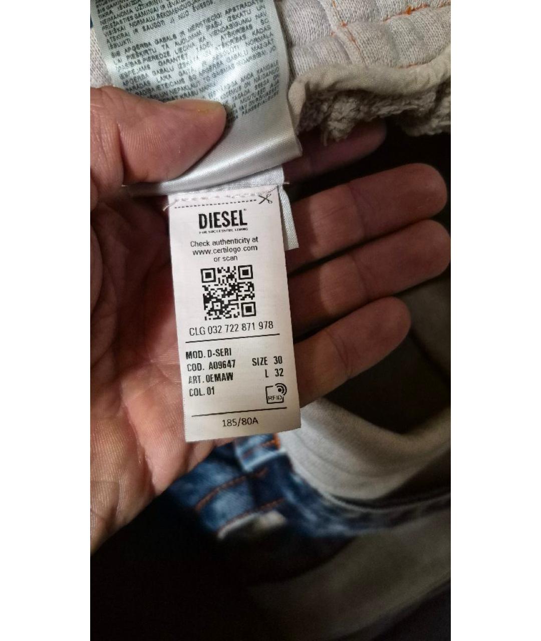 DIESEL Синие хлопковые прямые джинсы, фото 6