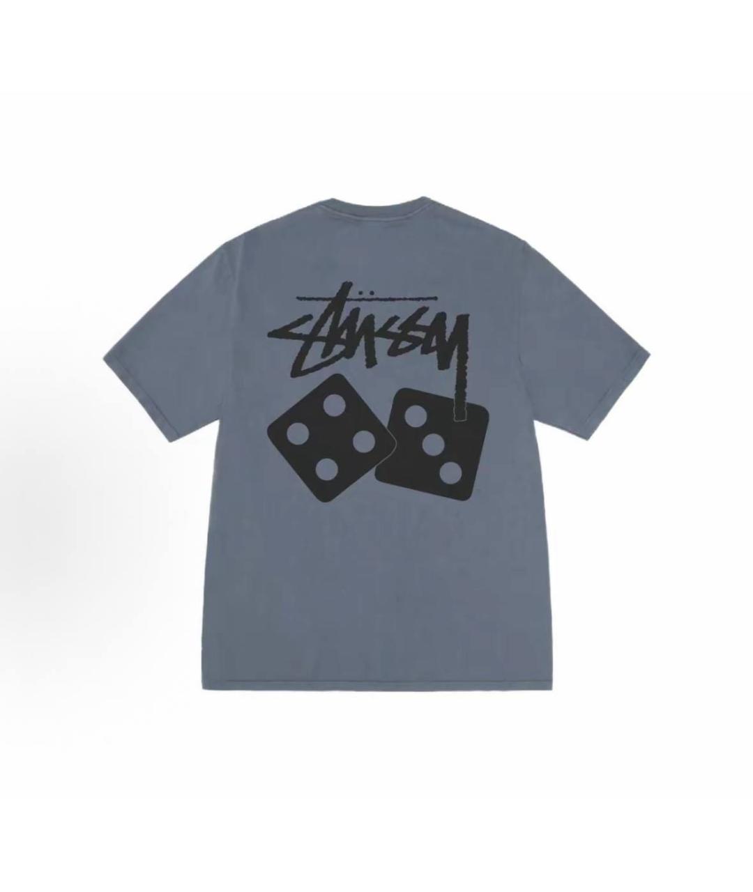 STUSSY Темно-синяя хлопковая футболка, фото 2