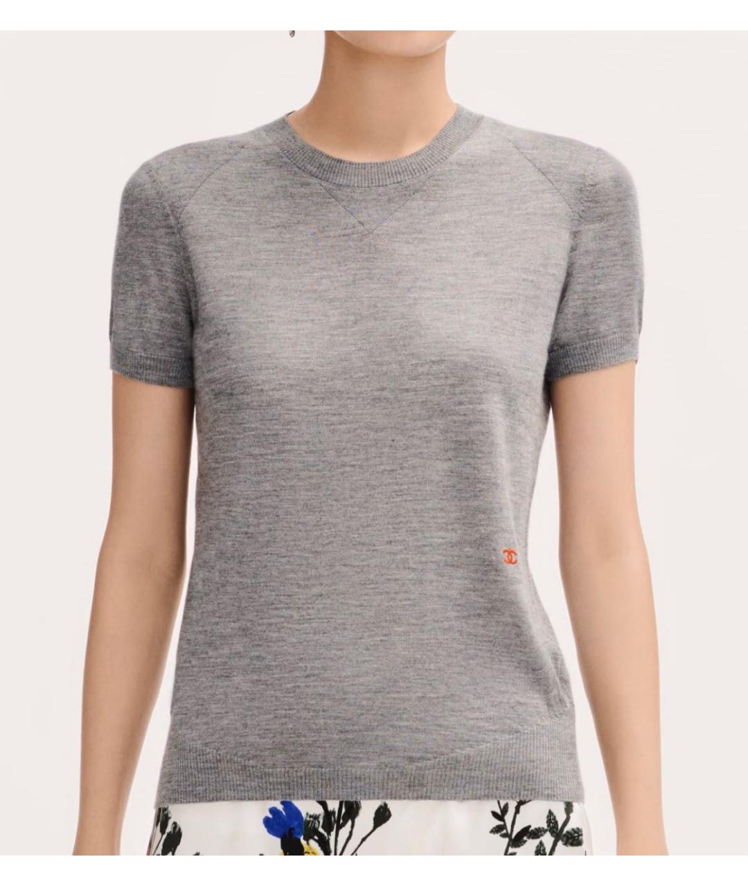 CHANEL Антрацитовая кашемировая футболка, фото 5