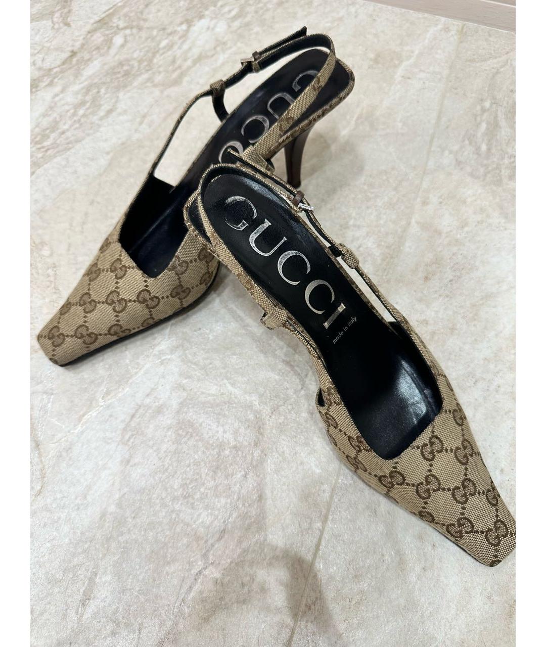 GUCCI Бежевые текстильные туфли, фото 4