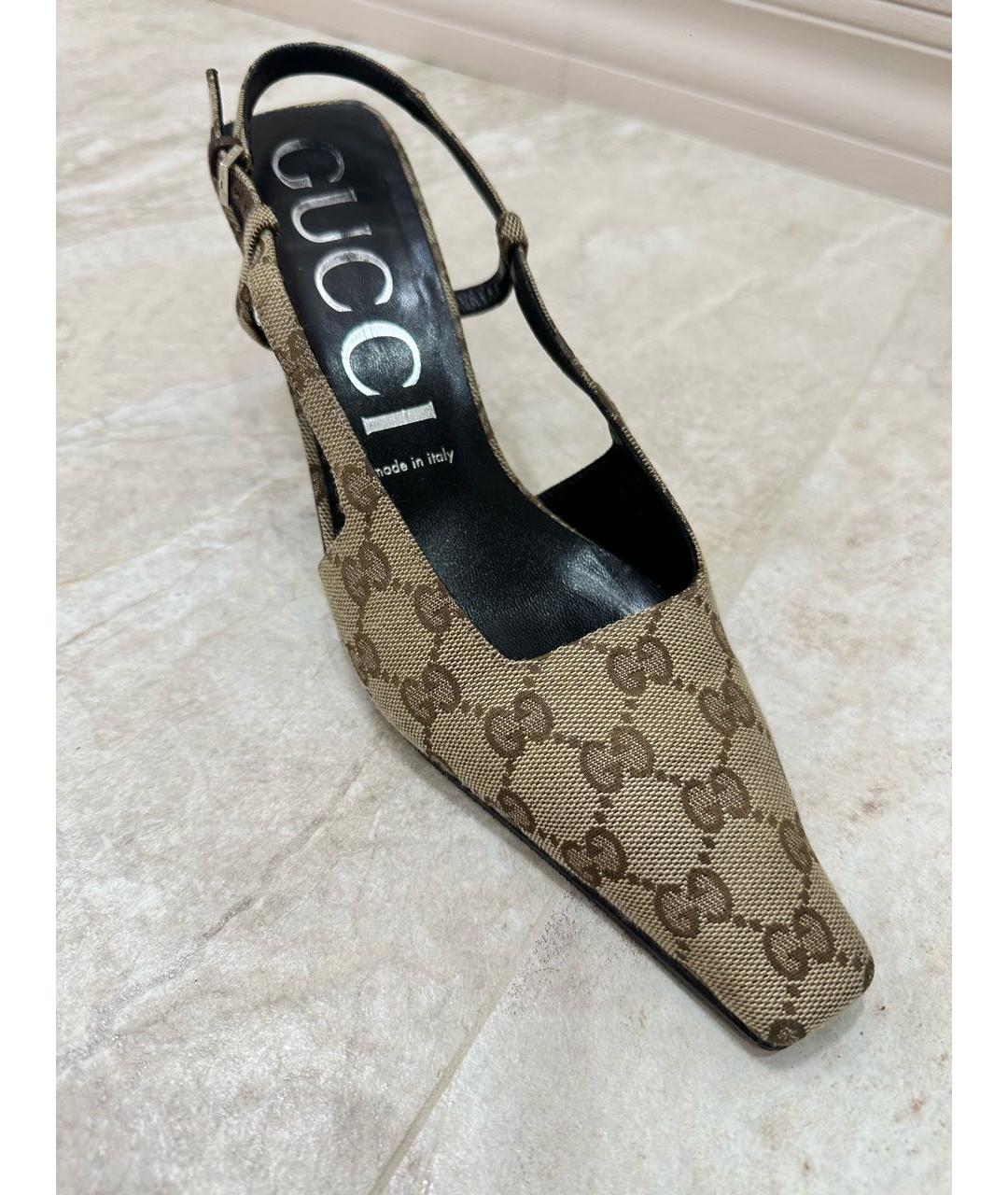 GUCCI Бежевые текстильные туфли, фото 2