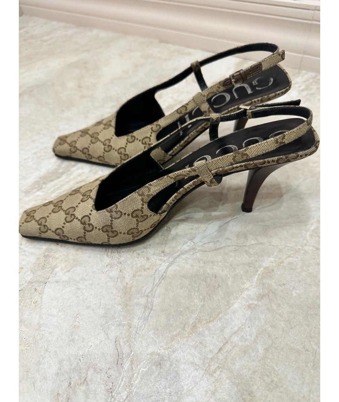 GUCCI Бежевые текстильные туфли, фото 9