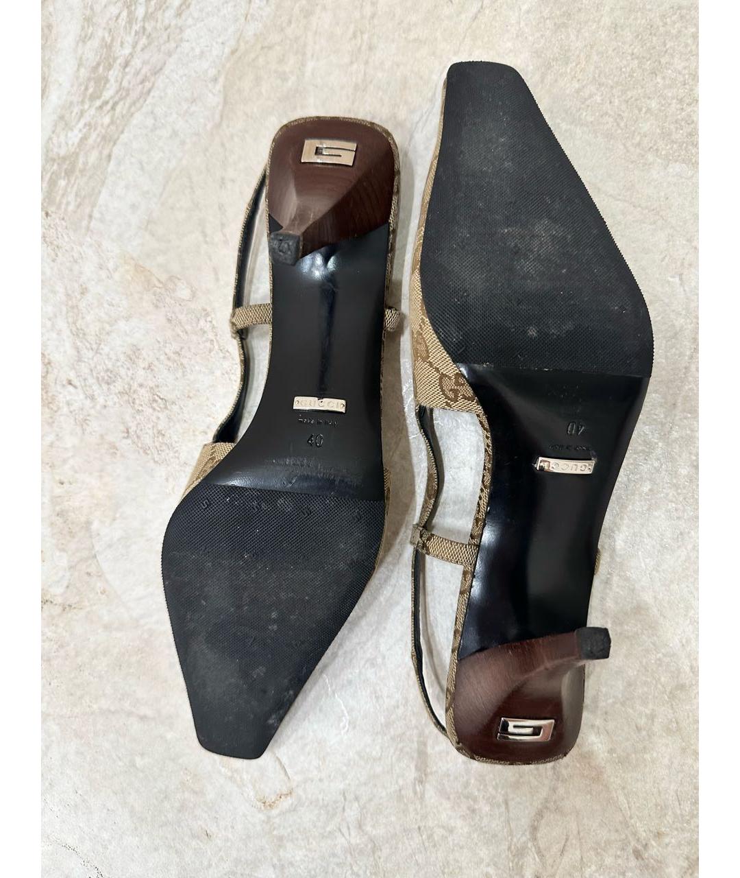 GUCCI Бежевые текстильные туфли, фото 5