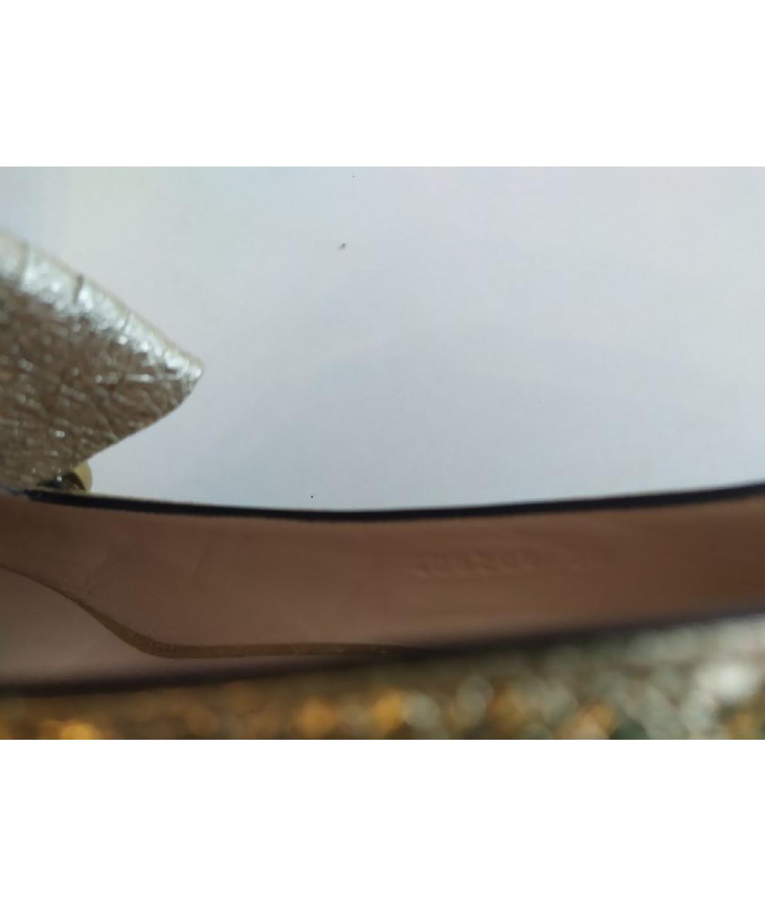 GUCCI Золотые кожаные туфли, фото 5