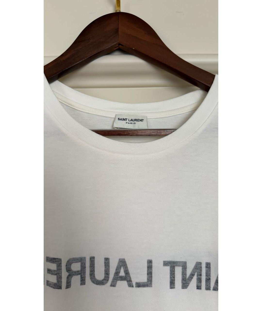 SAINT LAURENT Белая хлопковая футболка, фото 2
