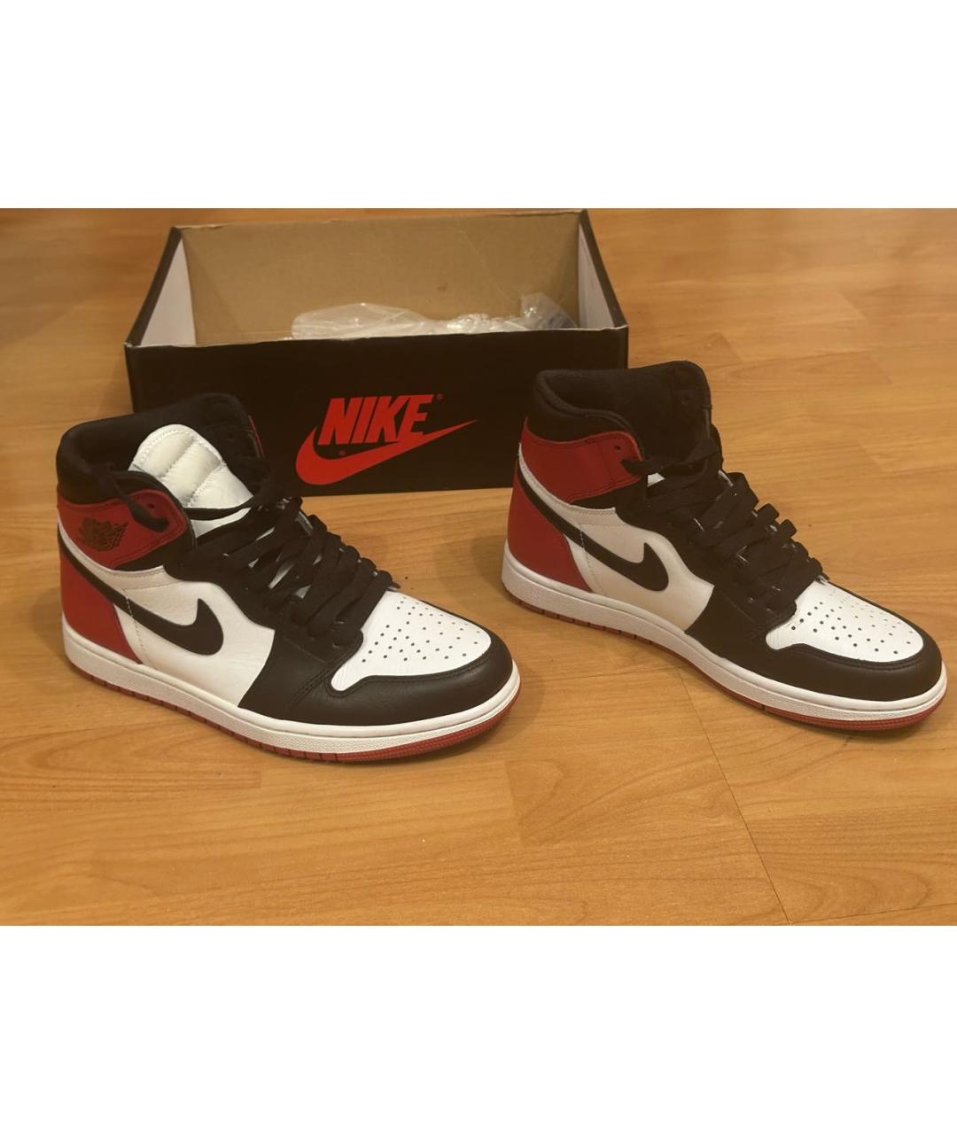 NIKE Красные кожаные высокие кроссовки / кеды, фото 2