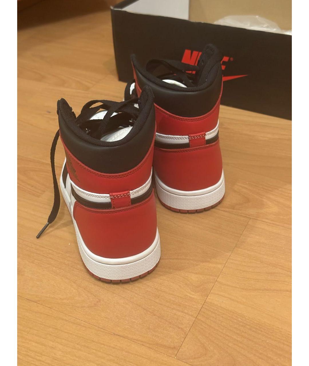 NIKE Красные кожаные высокие кроссовки / кеды, фото 4