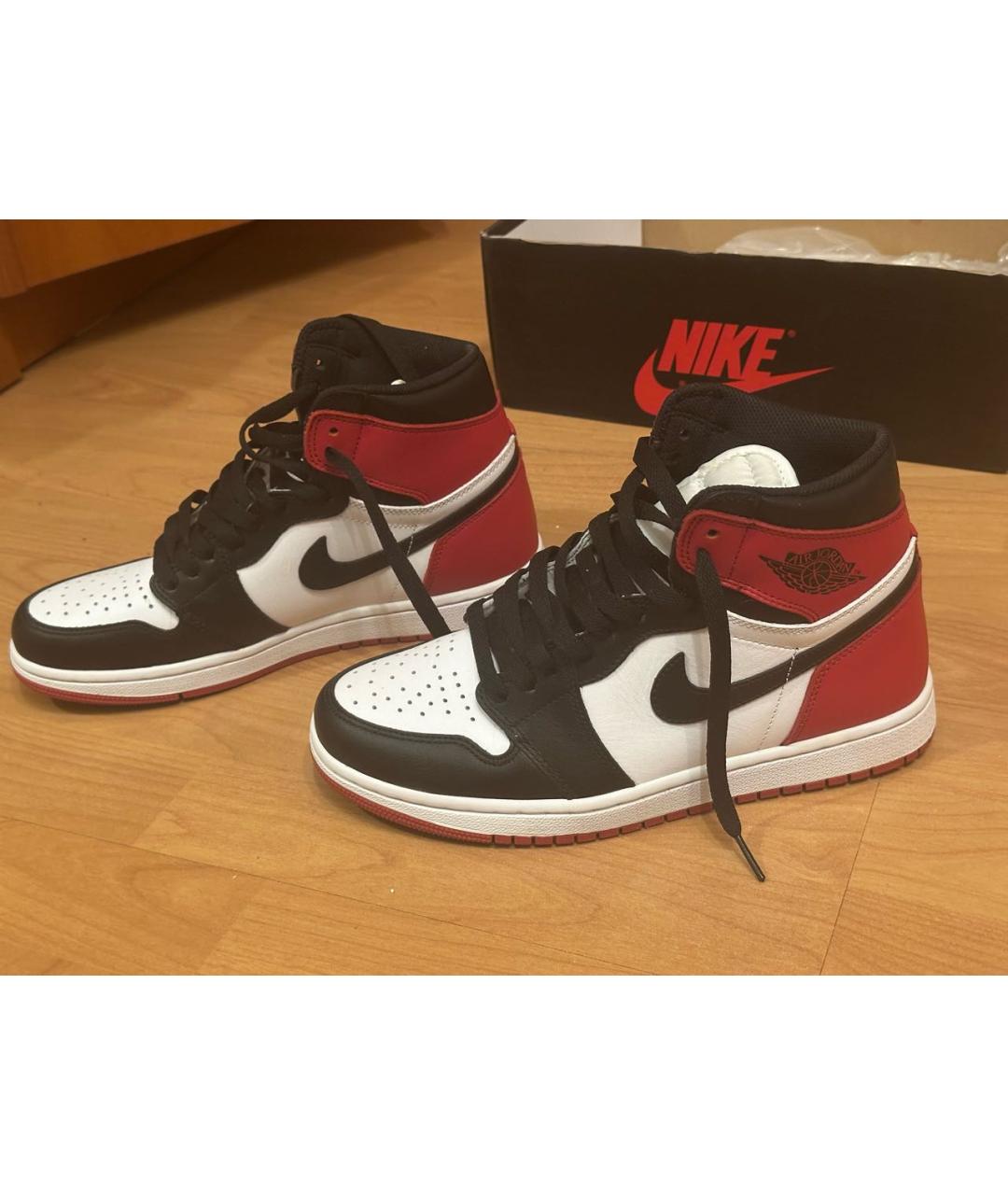 NIKE Красные кожаные высокие кроссовки / кеды, фото 6