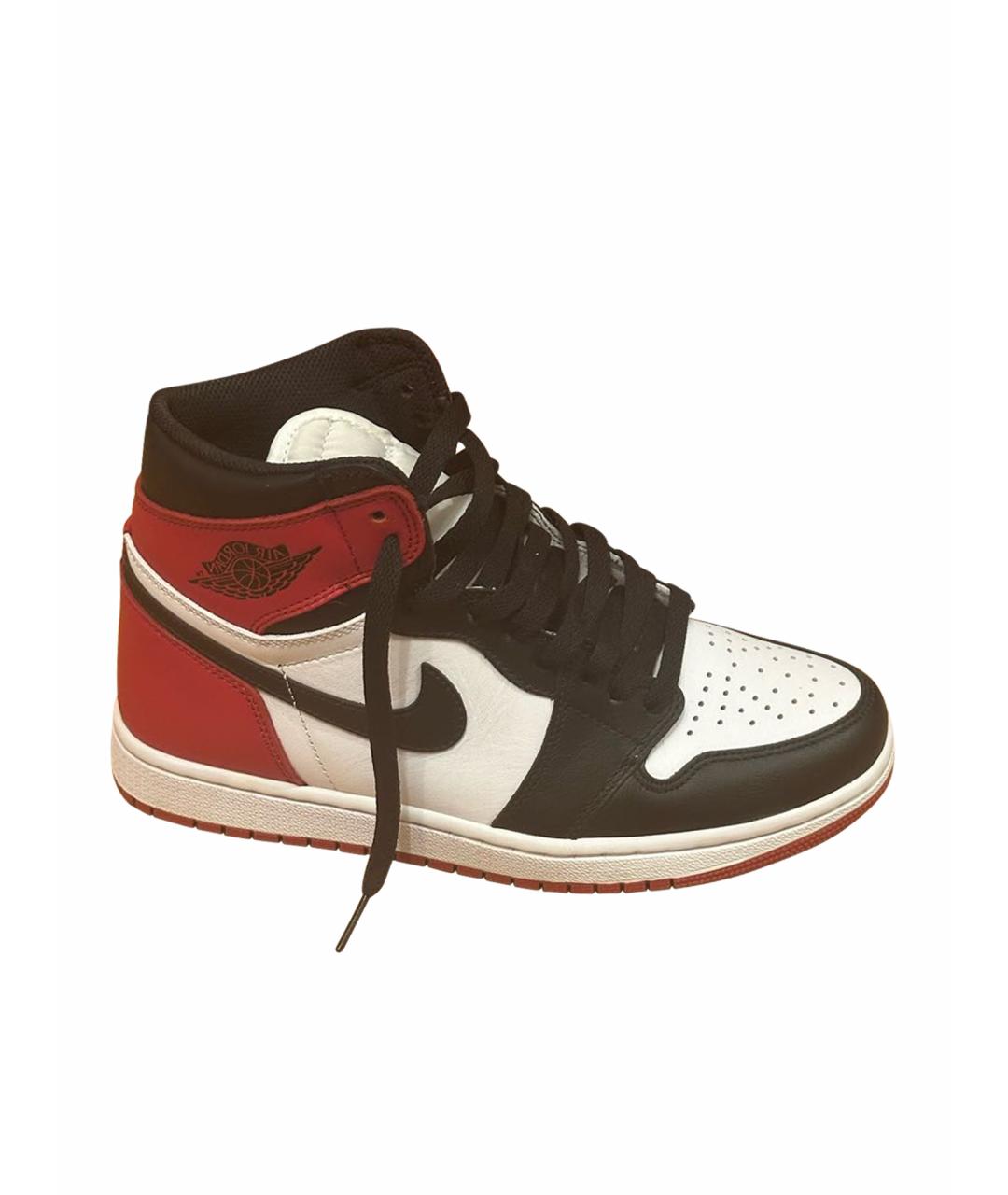 NIKE Красные кожаные высокие кроссовки / кеды, фото 1