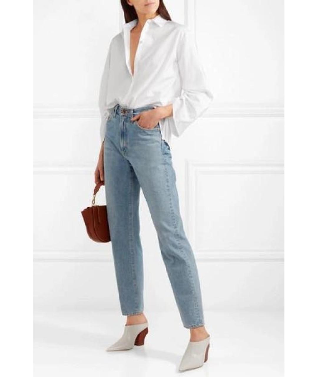 VINCE Белая хлопко-эластановая рубашка, фото 9